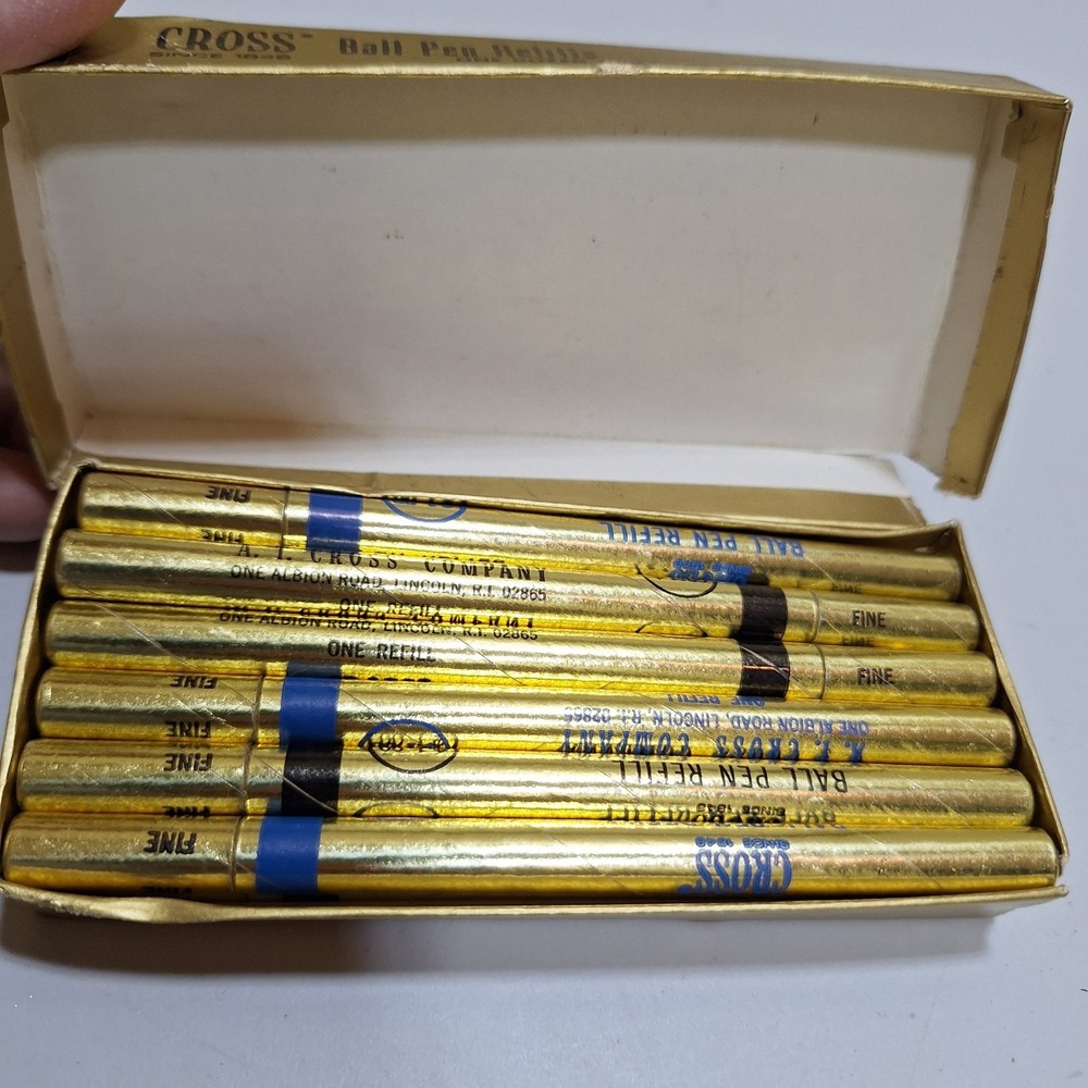 Vintage A.T. Cross Ballpoint Pen Refills No 8513 Fine Medium Gold Tubes Box Lot